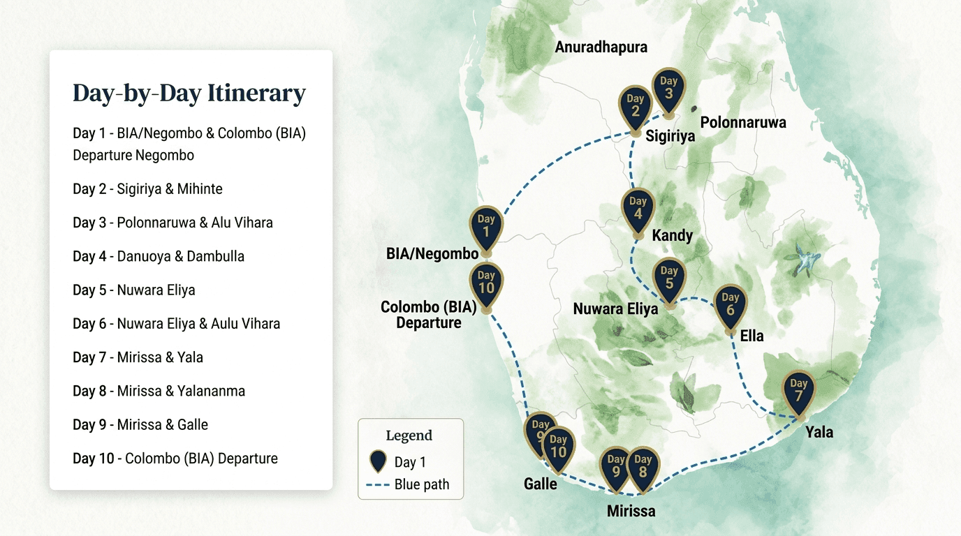 Ancient Wonders, Wild Adventures & Tropical Dreams Route Map